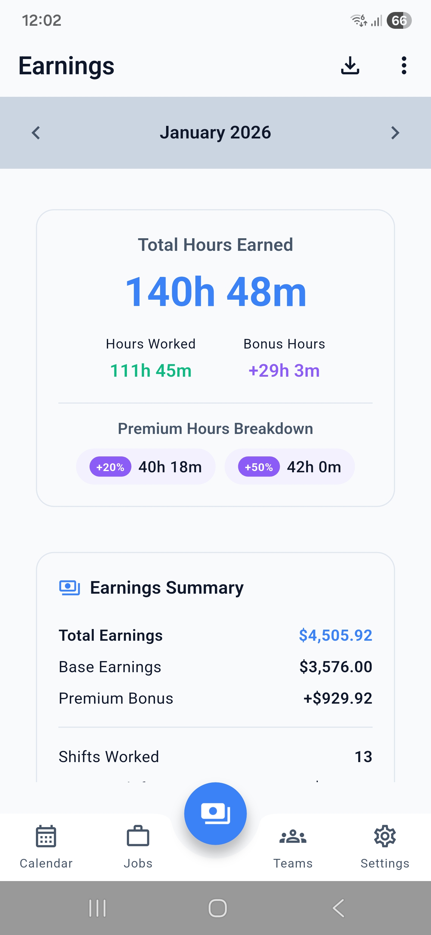 [Screenshot Placeholder] Earnings dashboard with breakdown